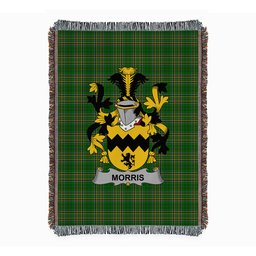 ScotsTee Shop Irish Morris Clan Coat of Arms Irish Tartan Woven Blanket
