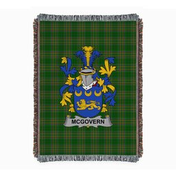 ScotsTee Shop Irish McGovern or McGauran Clan Coat of Arms Irish Tartan Woven Blanket