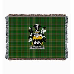 ScotsTee Shop Irish Margetson Clan Coat of Arms Irish Tartan Woven Blanket