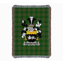 ScotsTee Shop Irish Margetson Clan Coat of Arms Irish Tartan Woven Blanket