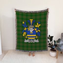 ScotsTee Shop Irish Holte or Holt Clan Coat of Arms Irish Tartan Woven Blanket