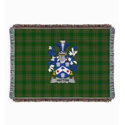 ScotsTee Shop Irish Hatton or McIlhatton Clan Coat of Arms Irish Tartan Woven Blanket