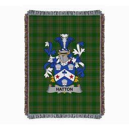 ScotsTee Shop Irish Hatton or McIlhatton Clan Coat of Arms Irish Tartan Woven Blanket