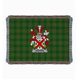 ScotsTee Shop Irish Keating or O'Keaty Clan Coat of Arms Irish Tartan Woven Blanket