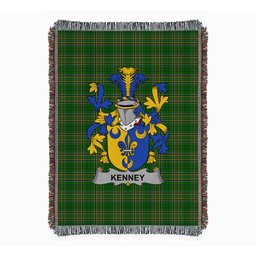 ScotsTee Shop Irish Kenney or O'Kenny Clan Coat of Arms Irish Tartan Woven Blanket