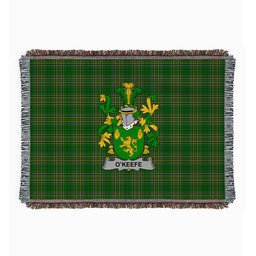 ScotsTee Shop Irish Keefe or O'Keefe Clan Coat of Arms Irish Tartan Woven Blanket