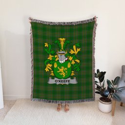 ScotsTee Shop Irish Keefe or O'Keefe Clan Coat of Arms Irish Tartan Woven Blanket