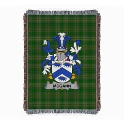 ScotsTee Shop Irish McGann or Magan Clan Coat of Arms Irish Tartan Woven Blanket