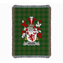 ScotsTee Shop Irish Keogh or McKeogh Clan Coat of Arms Irish Tartan Woven Blanket