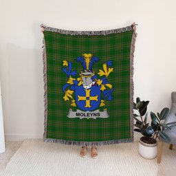 ScotsTee Shop Irish Moleyns Clan Coat of Arms Irish Tartan Woven Blanket
