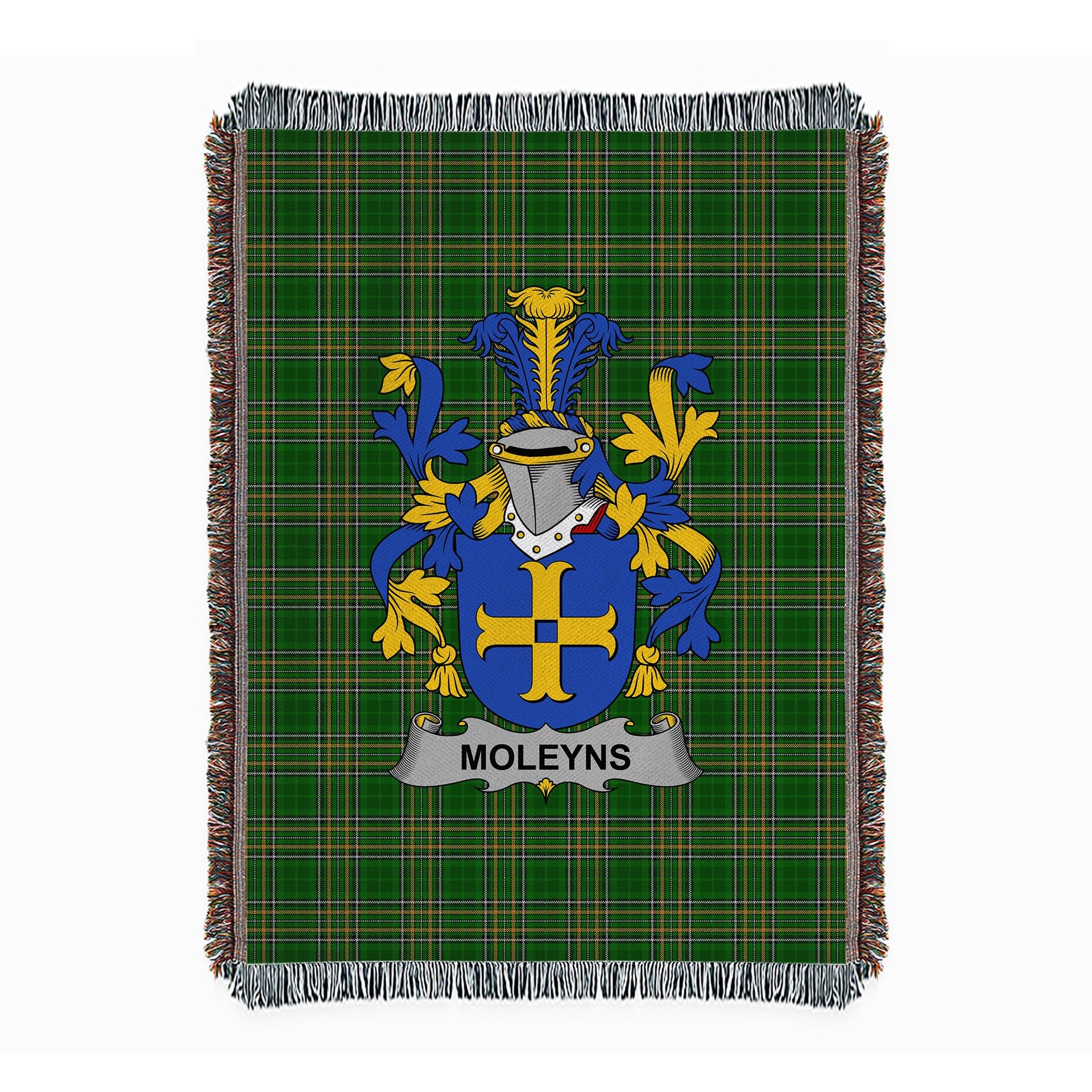 ScotsTee Shop Irish Moleyns Clan Coat of Arms Irish Tartan Woven Blanket