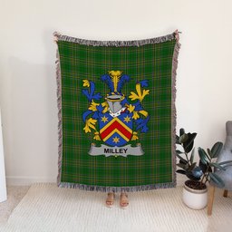 ScotsTee Shop Irish Milley or O'Millea Clan Coat of Arms Irish Tartan Woven Blanket