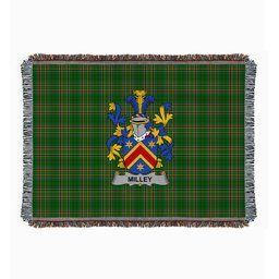 ScotsTee Shop Irish Milley or O'Millea Clan Coat of Arms Irish Tartan Woven Blanket