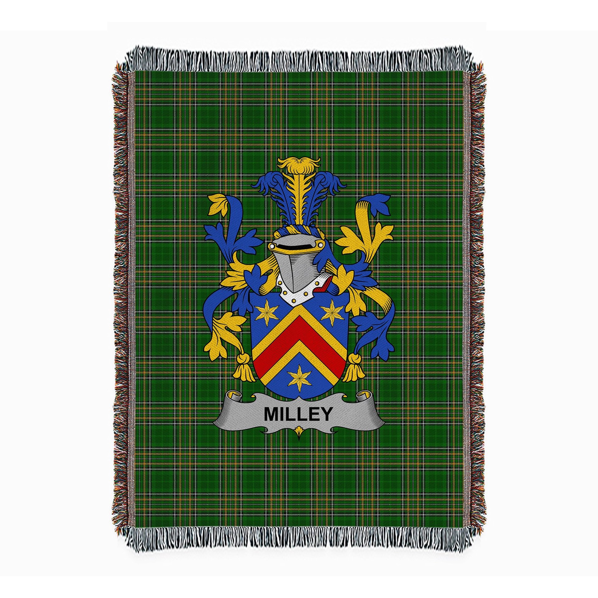ScotsTee Shop Irish Milley or O'Millea Clan Coat of Arms Irish Tartan Woven Blanket
