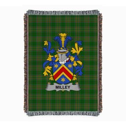 ScotsTee Shop Irish Milley or O'Millea Clan Coat of Arms Irish Tartan Woven Blanket