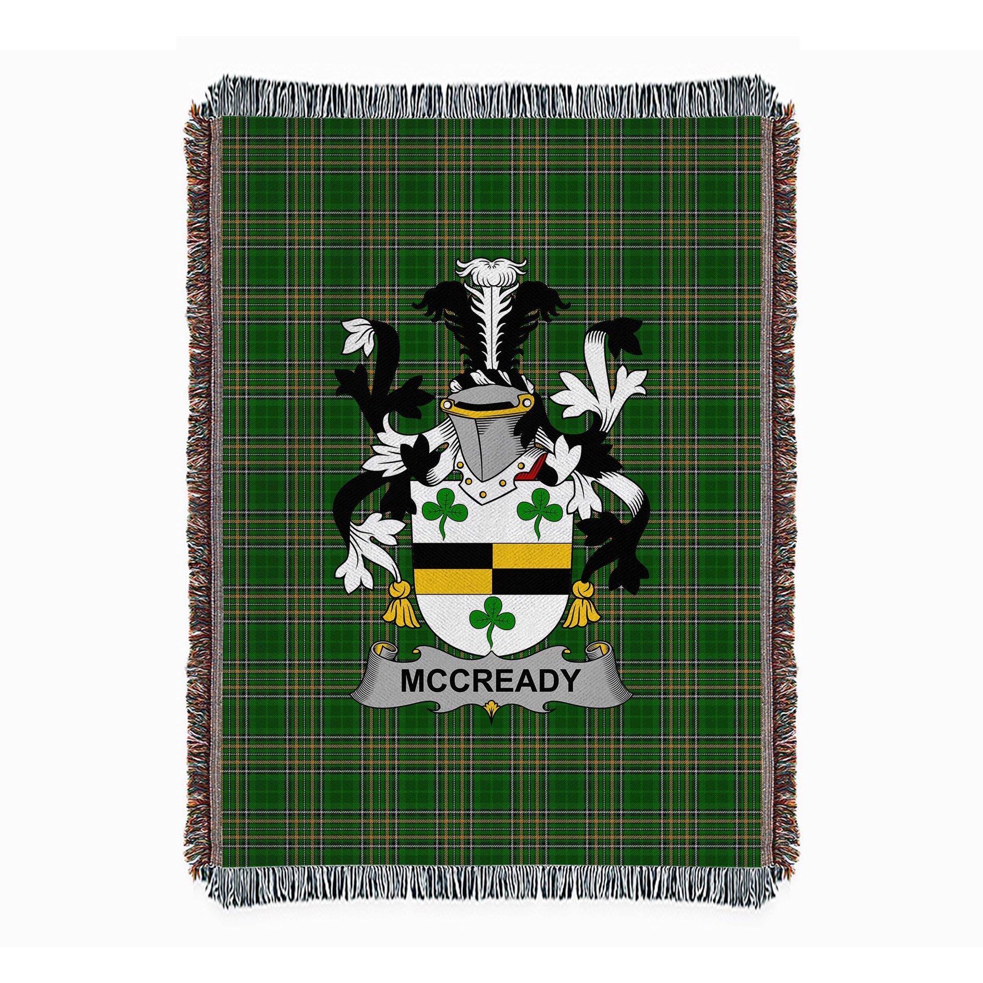 ScotsTee Shop Irish McCready or McCreadie Clan Coat of Arms Irish Tartan Woven Blanket