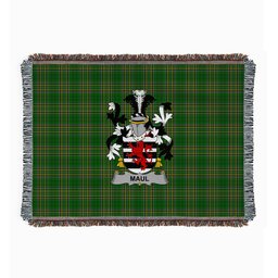 ScotsTee Shop Irish Maul or Maule Clan Coat of Arms Irish Tartan Woven Blanket