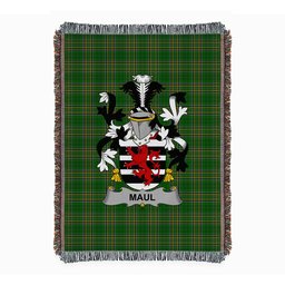 ScotsTee Shop Irish Maul or Maule Clan Coat of Arms Irish Tartan Woven Blanket
