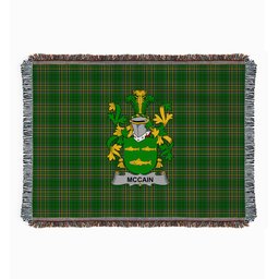 ScotsTee Shop Irish McCain or O'Kane Clan Coat of Arms Irish Tartan Woven Blanket