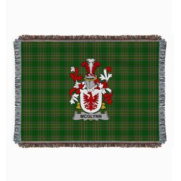 ScotsTee Shop Irish McGlynn or Glynn Clan Coat of Arms Irish Tartan Woven Blanket