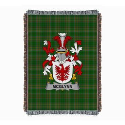 ScotsTee Shop Irish McGlynn or Glynn Clan Coat of Arms Irish Tartan Woven Blanket