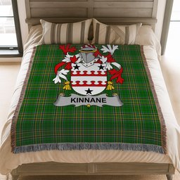 ScotsTee Shop Irish Kinnane or O'Kinane Clan Coat of Arms Irish Tartan Woven Blanket