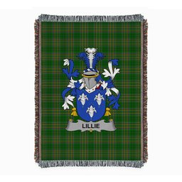 ScotsTee Shop Irish Lillie or MacLilly Clan Coat of Arms Irish Tartan Woven Blanket