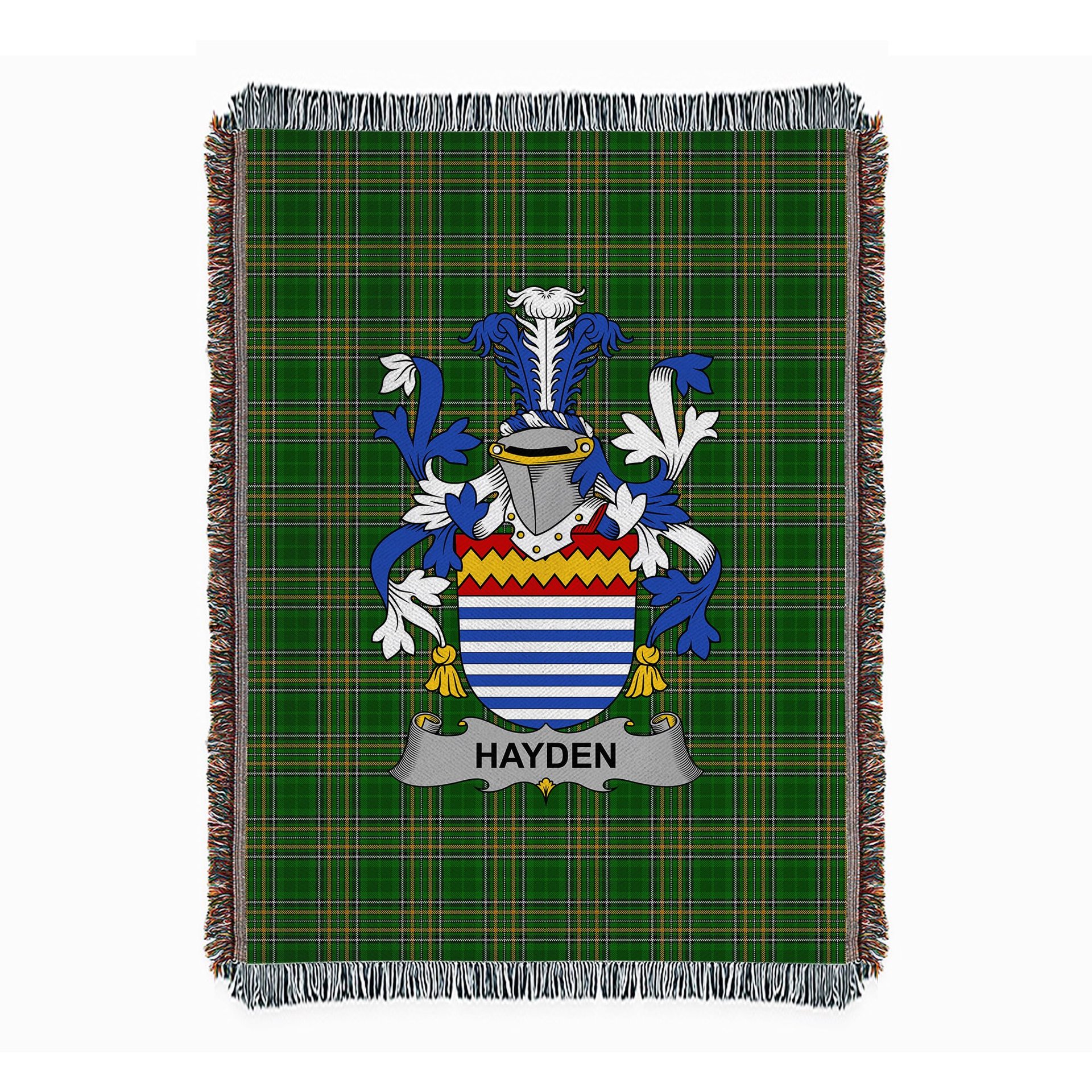 ScotsTee Shop Irish Hayden or O'Hayden Clan Coat of Arms Irish Tartan Woven Blanket