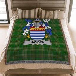 ScotsTee Shop Irish Hayden or O'Hayden Clan Coat of Arms Irish Tartan Woven Blanket