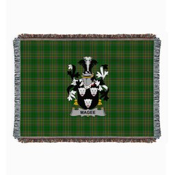 ScotsTee Shop Irish Magee or McGee Clan Coat of Arms Irish Tartan Woven Blanket