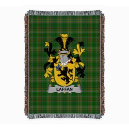 ScotsTee Shop Irish Laffan Clan Coat of Arms Irish Tartan Woven Blanket