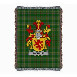 ScotsTee Shop Irish McHale or MacHale Clan Coat of Arms Irish Tartan Woven Blanket