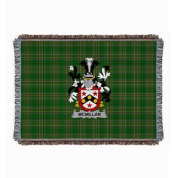 ScotsTee Shop Irish McMillan Clan Coat of Arms Irish Tartan Woven Blanket