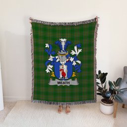 ScotsTee Shop Irish Meath Clan Coat of Arms Irish Tartan Woven Blanket