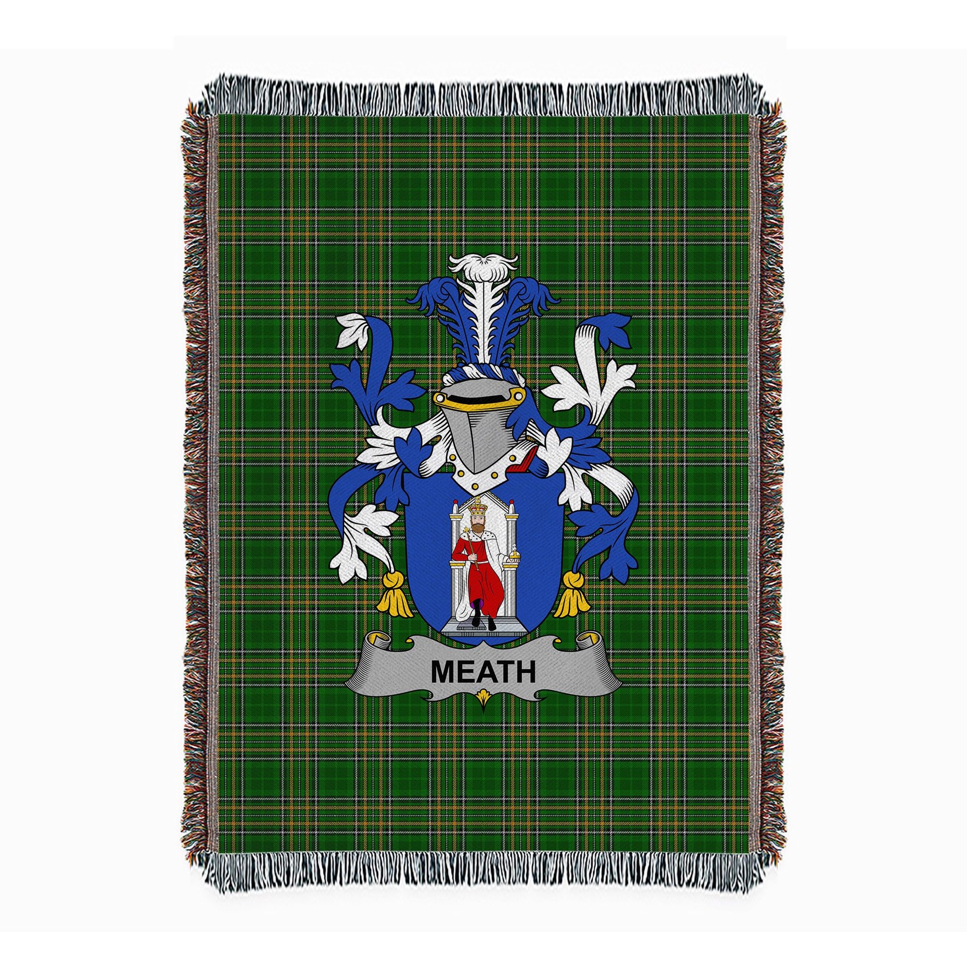 ScotsTee Shop Irish Meath Clan Coat of Arms Irish Tartan Woven Blanket