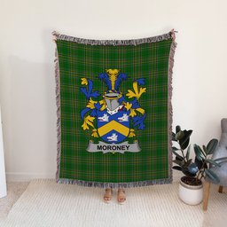 ScotsTee Shop Irish Moroney or O'Moroney Clan Coat of Arms Irish Tartan Woven Blanket