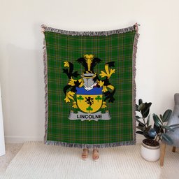 ScotsTee Shop Irish Lincolne Clan Coat of Arms Irish Tartan Woven Blanket