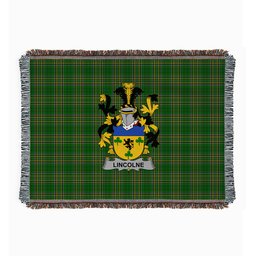 ScotsTee Shop Irish Lincolne Clan Coat of Arms Irish Tartan Woven Blanket