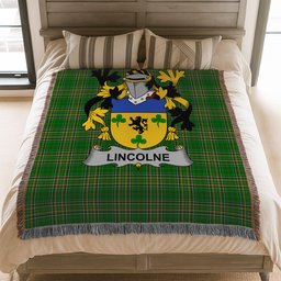 ScotsTee Shop Irish Lincolne Clan Coat of Arms Irish Tartan Woven Blanket