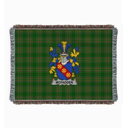 ScotsTee Shop Irish McFadden or McFadyen Clan Coat of Arms Irish Tartan Woven Blanket