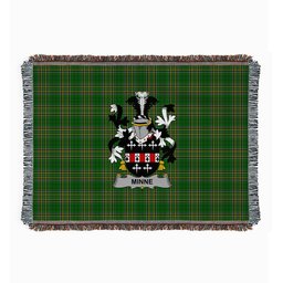 ScotsTee Shop Irish Minne Clan Coat of Arms Irish Tartan Woven Blanket
