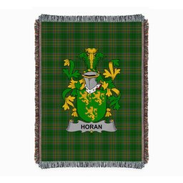 ScotsTee Shop Irish Horan or O'Horan Clan Coat of Arms Irish Tartan Woven Blanket