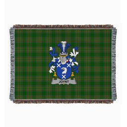 ScotsTee Shop Irish Joynt Clan Coat of Arms Irish Tartan Woven Blanket
