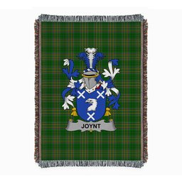 ScotsTee Shop Irish Joynt Clan Coat of Arms Irish Tartan Woven Blanket