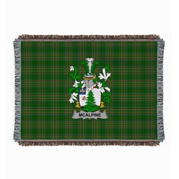 ScotsTee Shop Irish McAlpine or MacAlpin Clan Coat of Arms Irish Tartan Woven Blanket
