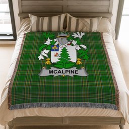 ScotsTee Shop Irish McAlpine or MacAlpin Clan Coat of Arms Irish Tartan Woven Blanket