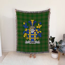 ScotsTee Shop Irish Hone or O'Hone Clan Coat of Arms Irish Tartan Woven Blanket
