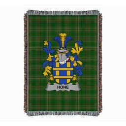 ScotsTee Shop Irish Hone or O'Hone Clan Coat of Arms Irish Tartan Woven Blanket