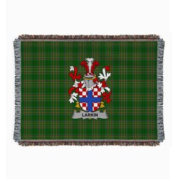 ScotsTee Shop Irish Larkin or O'Larkin Clan Coat of Arms Irish Tartan Woven Blanket