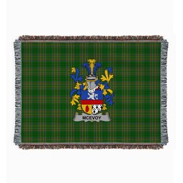 ScotsTee Shop Irish McEvoy or McKelvey Clan Coat of Arms Irish Tartan Woven Blanket